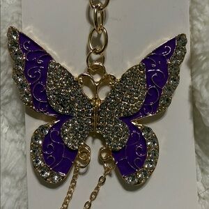 Rhinestone Butterfly Keychain Bag Purse Charm Assorted Colors